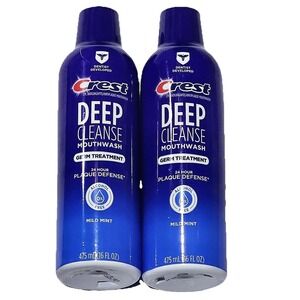 Crest Deep Cleanse Mouthwash Germ Treatment 24 Hour Plaque Defense 16oz 2 Pack